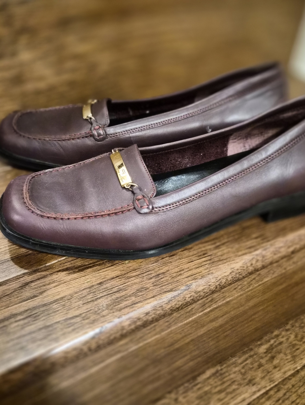 Etienne Aigner Leather Burgundy Loafers Sz 8.5